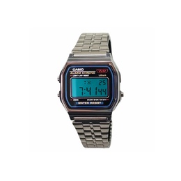 Casio Часы Retrofit Series Quartz Movement Stainless Steel Strap Watch Men's Watch Purple Watch Dial, Silver Strap Cyan Watch Lens a159wa-n1d（watch3-改装-暗紫银小方块） | silver strap cyan watch lens