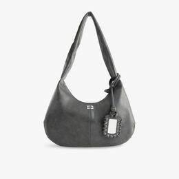 Сумка-хобо кожаная Ganni Bou через плечо, серый r04462258 | steal grey
