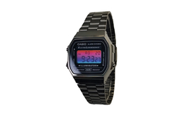 Casio Часы Vintage A168, Black Dial with Red and Blue Gradient Bezel a168wgg-1a(watch5-改装-银烁之光） | black dial with red and blue gradient bezel