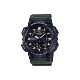 Casio Часы G Shock AEQ 110W 3AV, Black Dial Green Watch Case aeq-110w-3a | black dial green watch case