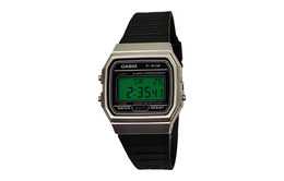 Casio Часы G Shock F91WM 7A, Black Dial with Green Watch Glass f-91wm-7a（watch5-改装-银墨星辉） | black dial with green watch glass