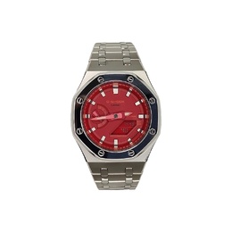 Casio Часы Men Liquid Crystal/Analog Dual Display Series 44mm Red Watch, Polished Silver Steel Silver Red ga-2100-1a1（watch3-改装-抛光银钢银红） | polished silver steel silver red