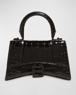 Сумка Hourglass XS с тиснением под крокодила и верхней ручкой Balenciaga, черный prod260820186 | 1000 black