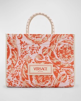 Большая сумка-тоут из парусины Barocco Versace, цвет Multicolor Ivory Coral prod271480073 | multicolor ivory coral