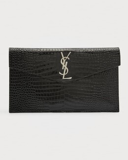 Сумка Uptown с тиснением под крокодила Saint Laurent prod258430038 | black
