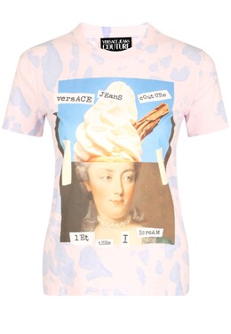 VERSACE JEANS COUTURE: Фиолетовая футболка 