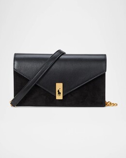 Кошелек и сумка из замши и кожи Polo ID с цепочкой Polo Ralph Lauren, черный prod276510362 | black