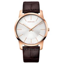 Calvin Klein Часы City Collection Wrist Watch Quartz Movement Leather Strap Silver Dial Men's Watch, Silver Dial Coffee Strap k2g21629 | silver dial coffee strap