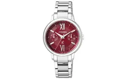 Citizen Часы C Collection Solar Quartz Movement Stainless Steel Strap Watch 31mm Women's Watch Red Watch Dial, Red fd1010-53x | red