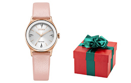 Citizen Часы Ecology Drive Collection Light Powered Quartz Movement Cow Leather Strap Watch Women's Watch White Dial em0733-16a品牌直供
