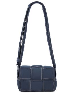 Сумка Small Padded Cassette Nylon Stitch Bottega Veneta, Deep Blue & White bott-my227 | deep blue & white