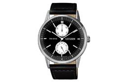 Citizen Часы Solar Quartz Movement Genuine Leather Strap Watch Men's Watch Black Dial, Black Dial bu3020-15e | black dial