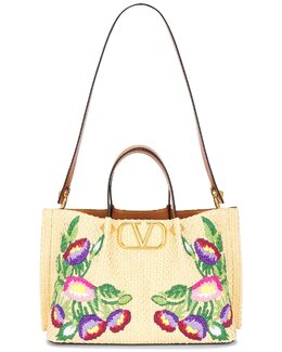 Сумка-тоут среднего размера с логотипом V Signature Valentino Garavani, Naturale & Multicolor vent-wy1248 | naturale & multicolor