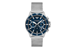 Emporio Armani Часы Chronograph Stainless Steel Mesh Watch, Blue Dial ar11587 | blue dial