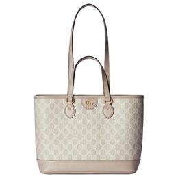 Gucci Сумка-шоппер Ophidia из холста с кожаной отделкой малого размера женская в цвете экрю и белом 765043-faa4g-9897
