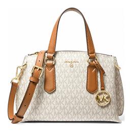 Michael Kors Искусственная кожаная сумка через плечо маленькая женская ванильно-белая и коричневая 30s1gens1b-149