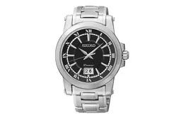 Seiko sur015j1 Кварцевые часы для мужчин Чёрный циферблат Серебристо-серый корпус