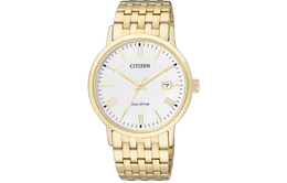 Citizen Эко-драйв Мужские часы BM6772-56A White - Кварцевые, белый циферблат с бриллиантами, светящиеся стрелки и подсветка