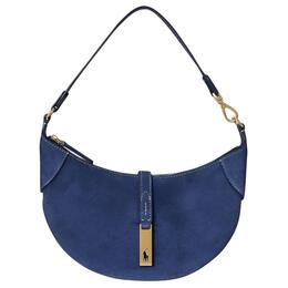 Polo Ralph Lauren Миниатюрная женская сумка через плечо из нубука в форме полумесяца темно-синего цвета wapobag02v20171