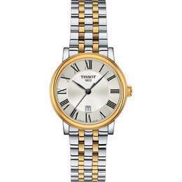 Женские часы Tissot Carson Premium Lady с серебристым циферблатом и двухцветной сталью T122.210.22.033.00 8593933008956 | silver