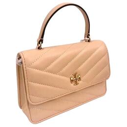 Tory Burch Кожаная мини-сумка через плечо с верхней ручкой и цепочкой абрикосовая 152356-654