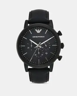 Мужские часы AR1970 Crono из черной кожи и силикона Emporio Armani, черный 4053858672789 | negro