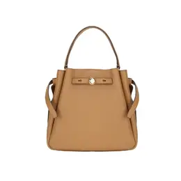 Tory Burch Ромская кожаная сумка-ведро с личи и зернистой текстурой, женская наплечная сумка с ремешком цвета тирамису 166982-227