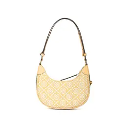 Tory Burch Монограмма Т Хлопковая сумка-полумесяц Женская натуральная 160709-254