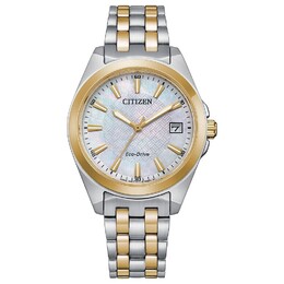Женские часы Citizen Eco-Drive Corso с двухцветным браслетом из нержавеющей стали - EO1224-54D, цвет Silver Gold 78391870 | silver gold