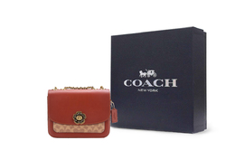 Coach Мадисон кожаная сумка через плечо средний размер женская коричневая желтая и ржаво-красная cw455-b4nq4