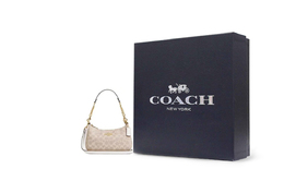 Coach Терри с покрытием из холста портативная сумка через плечо на пояс среднего размера женская песочная и меловая белая cv933-imxdm