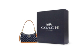 Coach Тканевая сумка через плечо с искусственной кожей женская джинсовая синяя caf82-imxia