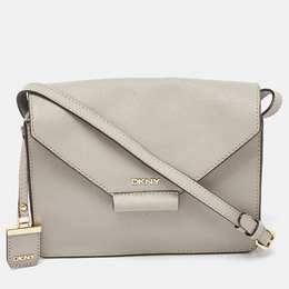 DKNY Grey Leather Flap Crossbody Bag 995515