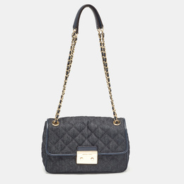 Michael Kors Navy Blue Quilted Denim and Leather Sloan Shoulder Bag 1029282