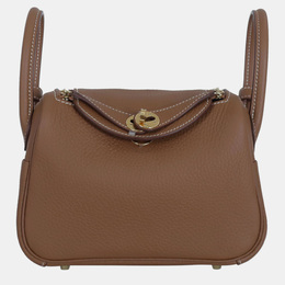 Hermes Gold Clemence Leather Mini Lindy Bag 1048785