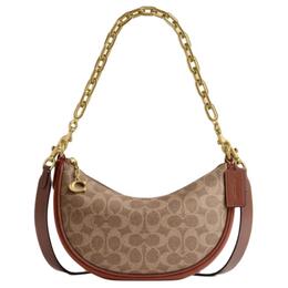 Coach Женская коричнево-желтая сумка через плечо среднего размера из искусственной кожи cm582-b4xhg