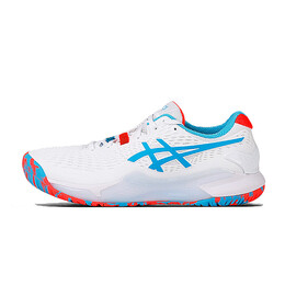 Мужские теннисные кроссовки Asics Gel-Resolution 9, White/Blue/Orange 1041a435-100 | white/blue/orange