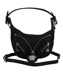 Versace Мини-женская сумка Hobo из телячьей кожи, черный 7308921208892 | black