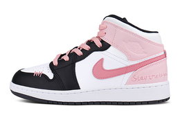 Детские баскетбольные кроссовки Air 1 с износостойким верхом средней высоты для подростков Jordan, розовый dq8423-154（team238-黑桃布蕾） | pink