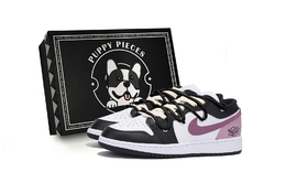 Air 1 Износостойкие Противоскользящие Низкие Винтажные Баскетбольные Кроссовки Мужские Черный Белый Фиолетовый Jordan 553558-131(team85-恶恶胭脂s-box-a) | black white purple