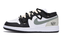 Air 1 Противоскользящие Износостойкие Низкие Винтажные Баскетбольные Кроссовки Мужские Черный Белый Серый Jordan 553558-131(team85-恶恶雷雨) | black white gray