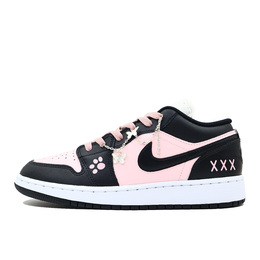 Баскетбольные кроссовки Air 1 LOW с низкой амортизацией и износостойкостью для детей и подростков Jordan, черный/розовый 553560-131(team271-恋恋寻梦) | black pink