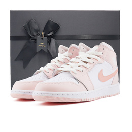 Jordan Баскетбольные кроссовки Air 1 Slip с противоскользящей подошвой и износостойким верхом, детские, темно-розовые, для подростков fd8780-601（team448-亚粉色box） | sub-pink