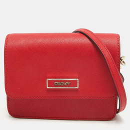 DKNY Red Leather Mini Flap Crossbody Bag 1093953