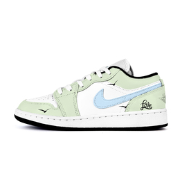 Баскетбольные кроссовки Air 1 с нескользящей подошвой, износостойкие, амортизирующие, с низким верхом для детей и подростков Jordan, зеленый 553560-131(team676-原雾川野) | light green
