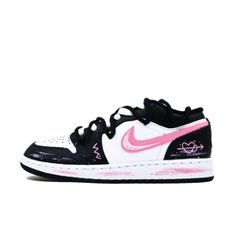 Баскетбольные кроссовки Air 1 для детей начальной школы Jordan, черный/розовый 553560-131(team271-倾心) | black pink