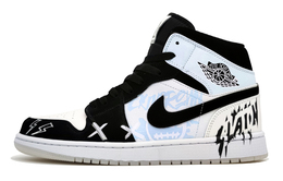 Баскетбольные кроссовки Air 1 Mid SE Panda Mid Top для детей, цвет Ice Cool Blue, для подростков Jordan, синий dn4321-100(team400-粉墨纪元gs款蓝色) | ice refreshing blue