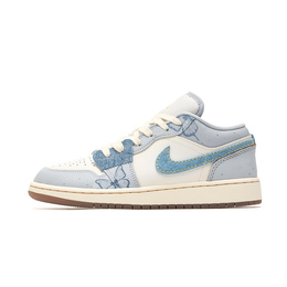 Баскетбольные кроссовки Air 1 Low SE с амортизацией, износостойкие, низкие, для детей и подростков Jordan, белый/синий fz5046-041(team676-牛仔蝴蝶) | white blue