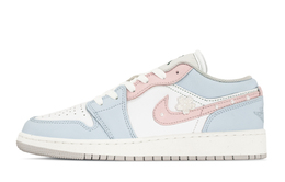 Баскетбольные кроссовки Air 1 для детей начальной школы Jordan, синий/розовый/белый fq8041-300(teama-樱花季) | blue pink white