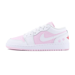Детские баскетбольные кроссовки Air 1 с противоскользящим износостойким верхом для подростков Jordan, белый/розовый 553560-608(team1253-2猫爪) | white pink